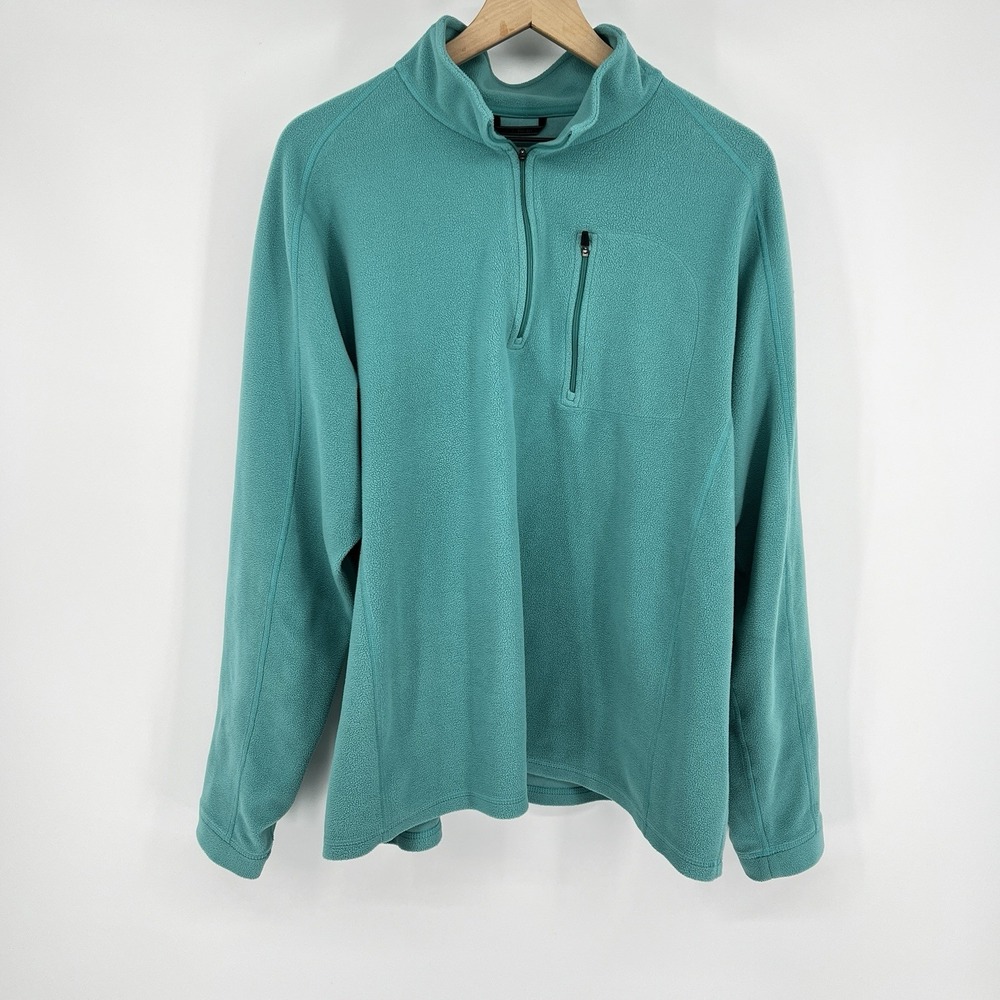 LL BEAN 1/4 ZIP PULLOVER FLEECE‎ TEAL GREEN MENS SIZE XL REG EXCELLENT 0BVM2